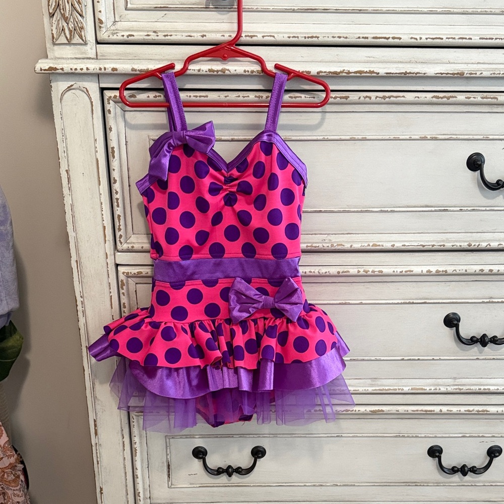 Weissman Pink and Purple Polka Dot Dance Costume